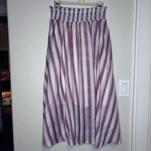 Anthropologie Flint and Moss Burgundy andWhite Striped Women’s Maxi Skirt